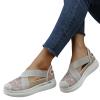 Hbeylia Women's Platform Slip On Loafers Lace Mesh Cut Out Crisscross Walking Shoes Chunky Bottom Heels Flats Low Top Fashion Casual Play Sneakers for Women Girls Work Nurse Outdoor Sports view 1