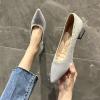 Hbeylia Womens Pointed Toe Ballet Shoes Comfortable Women Stacked Mid Heels Patchwork Shoes Slip On Studded Classic Softable Shoes Loafers for Wedding Bride Work Nurse view 3