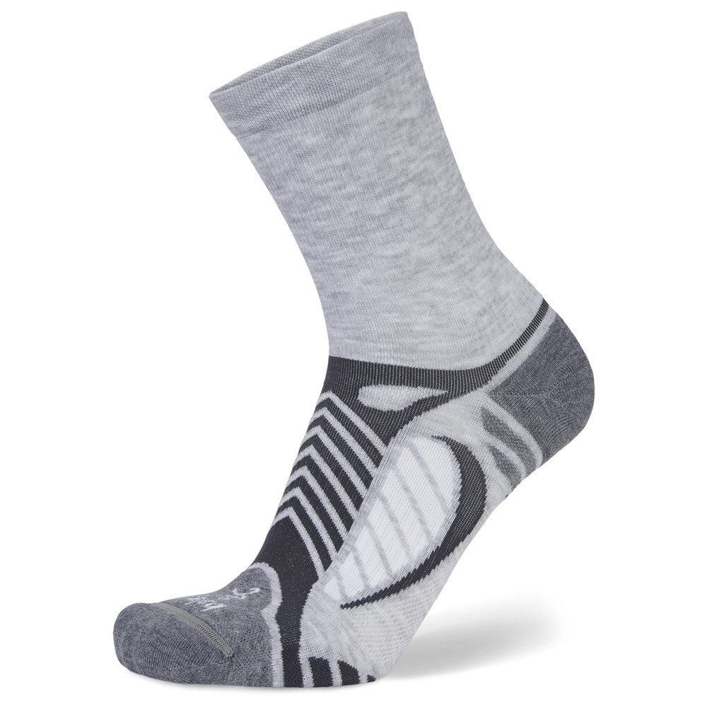 Balega Ultralight Lightweight Performance Crew Athletic Running Socks for Men and Women (1 Pair), Grey/White, X-Large