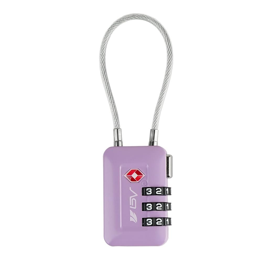 TSA Accepted Luggage Travel Lock, Set-Your-Own Combination Lock for School Gym Locker, Luggage Suitcase Baggage Locks, Filing Cabinets, Toolbox, Case (Purple, 1 Pack)