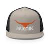 RIVEMUG Signature Western Orange Longhorn Trucker Hat Flat Bill High Crown Cowboy Farm Country Rodeo Ranch Cap view 2