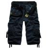 Uillui Tactical Shorts Men's Relaxed Fit Below Knee Capri Cargo Pants Twill Cotton Pocket Work Pants Hiking Athletic Shorts Dark Blue view 2