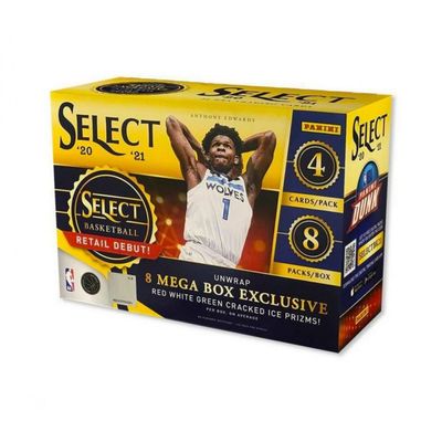 Panini 2020-21 Select Basketball Trading Cards Mega Box (32 Ungraded Cards Per Box, Red, White, Green Cracked Ice Prizms)