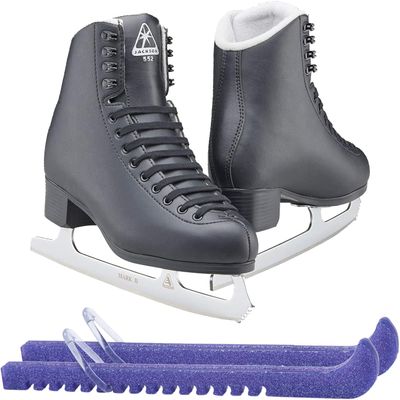 Jackson Ultima Classic JC553 Mens/Boys Figure Ice Skates, Medium Width, Boys Size 1 Bundle with Skate Guards