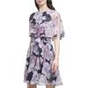 Jessica Howard Womens Clip Chiffon Fit & Flare Sleeveless - Guest of Wedding Casual Night Out Dress, Navy/Lilac, 8 US view 2