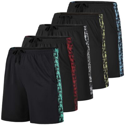 Real Essentials 5 Pack: Boys' Mesh Basketball Athletic Shorts with Pockets Teen Kids Youth Quick Dry Soccer Running Gym XS (4-5)