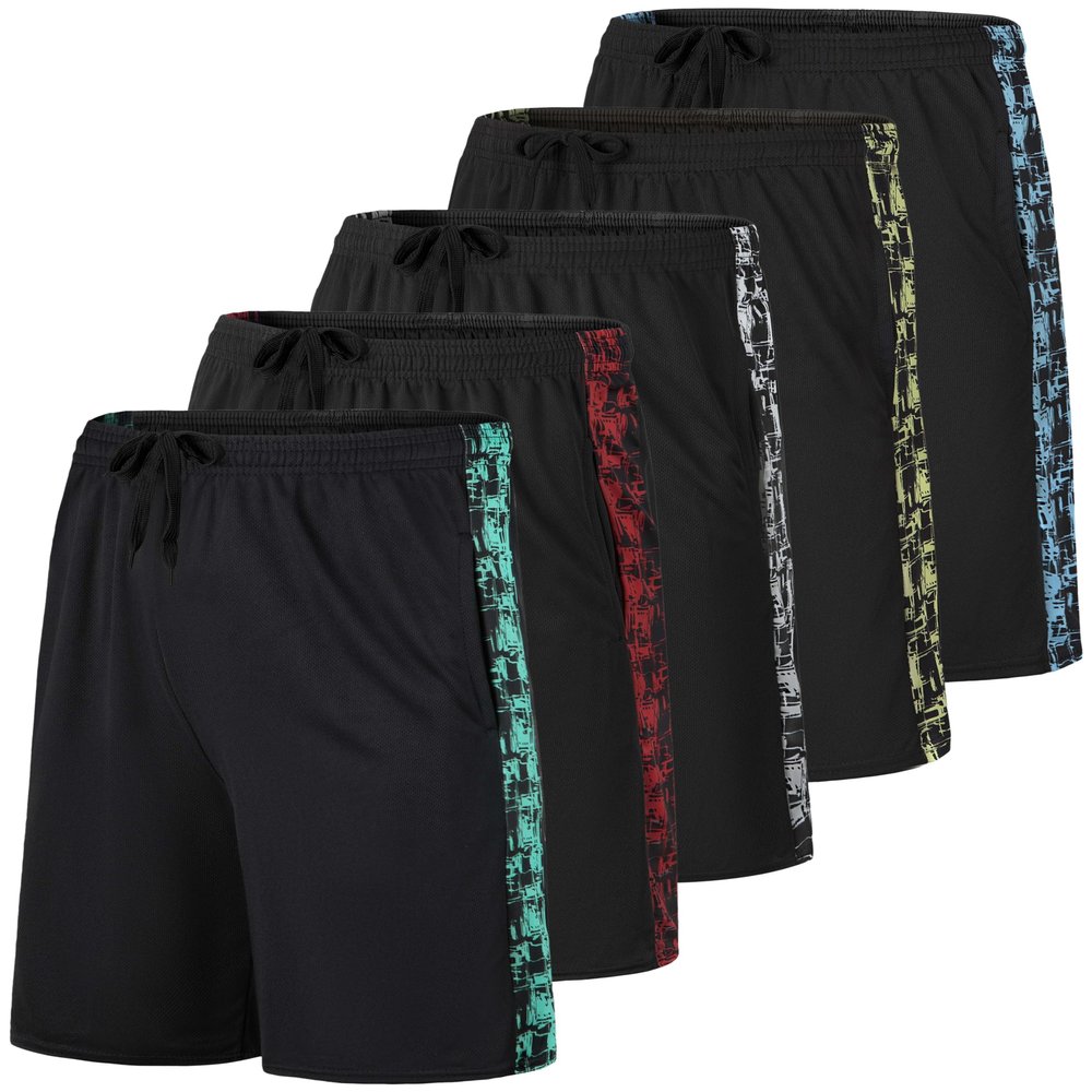 Real Essentials 5 Pack: Boys' Mesh Basketball Athletic Shorts with Pockets Teen Kids Youth Quick Dry Soccer Running Gym XS (4-5)