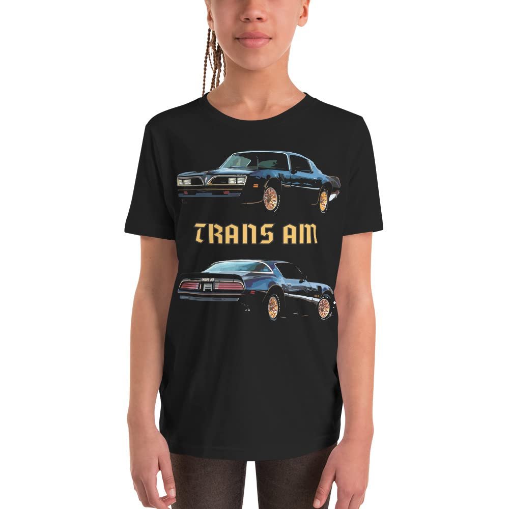 1977 Firebird Trans Am Muscle Car Club Custom Youth Short Sleeve T-Shirt Black