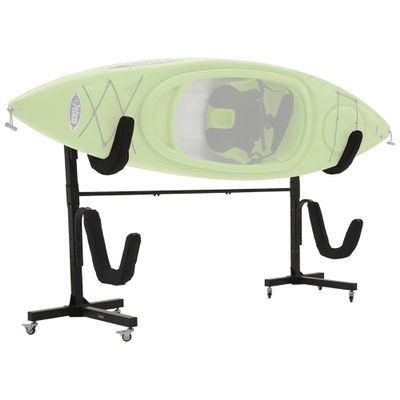 ELEVATE OUTDOOR Freestanding Storage Rack for Two Kayaks, SUPs, or Canoes, Indoor or Outdoor Use for Garage, Boat House, or Dock, Locking Casters, 175 lb. Capacity