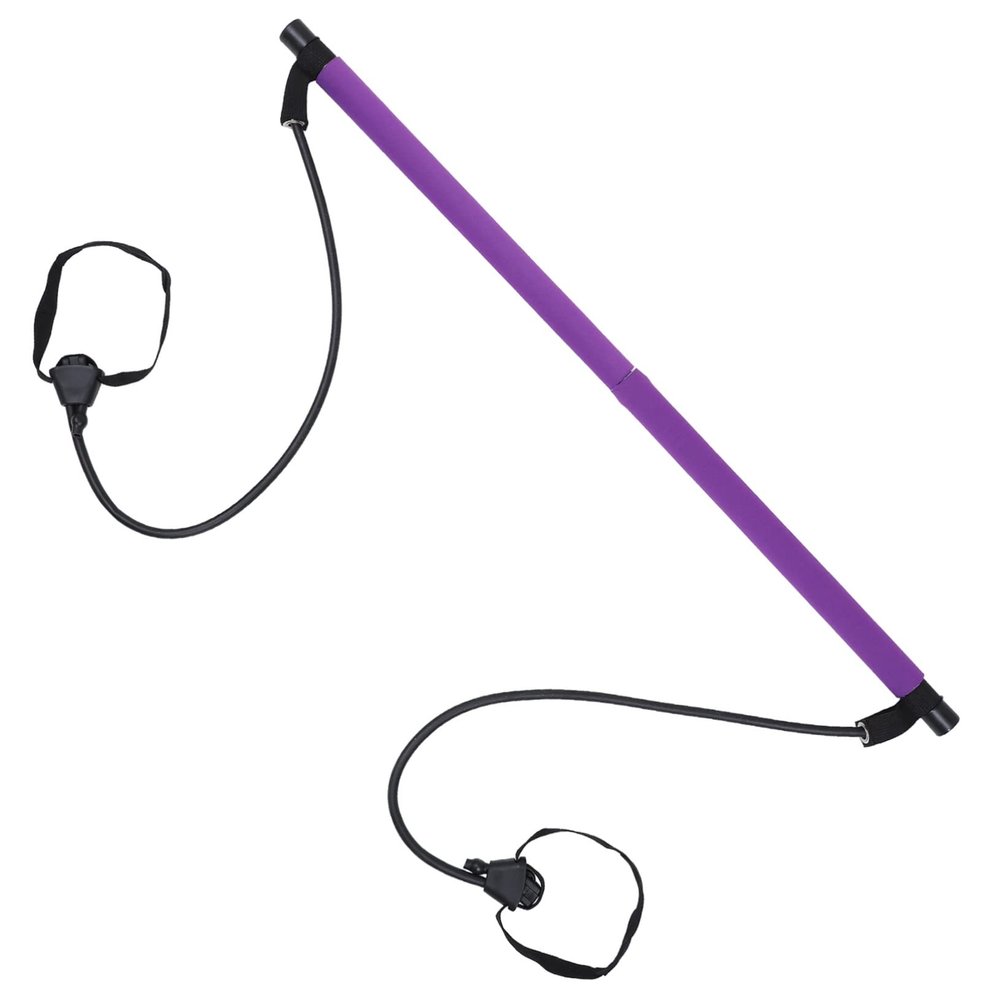 Adjustable Bar for Fitness Bodybuilding Yoga Stick for Home Gym Exercise Purple Pilates Equipment for Yoga and Full-Body Workouts