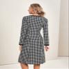 AIEBO Dresses for Women Dress Women's Dress Houndstooth Print -line Dress Dresses (Color : Black and White, Size : Large) view 3