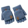 Winter Knitted Fingerless Gloves Thermal Insulation Warm Convertible Mittens Cover For Men Women Gloves (B, One Size) view 1