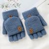 Winter Knitted Fingerless Gloves Thermal Insulation Warm Convertible Mittens Cover For Men Women Gloves (B, One Size) view 2
