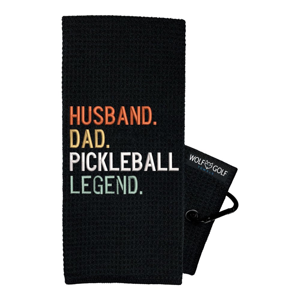Wolf Golf Towels Pickleball Towel - Husband Dad Pickleball Legend Pickleball Towel - Pickleball Gift - Embroidered Funny Pickleball Towel - Pickleball Gear Retirement Gift,Husband Legend - Black