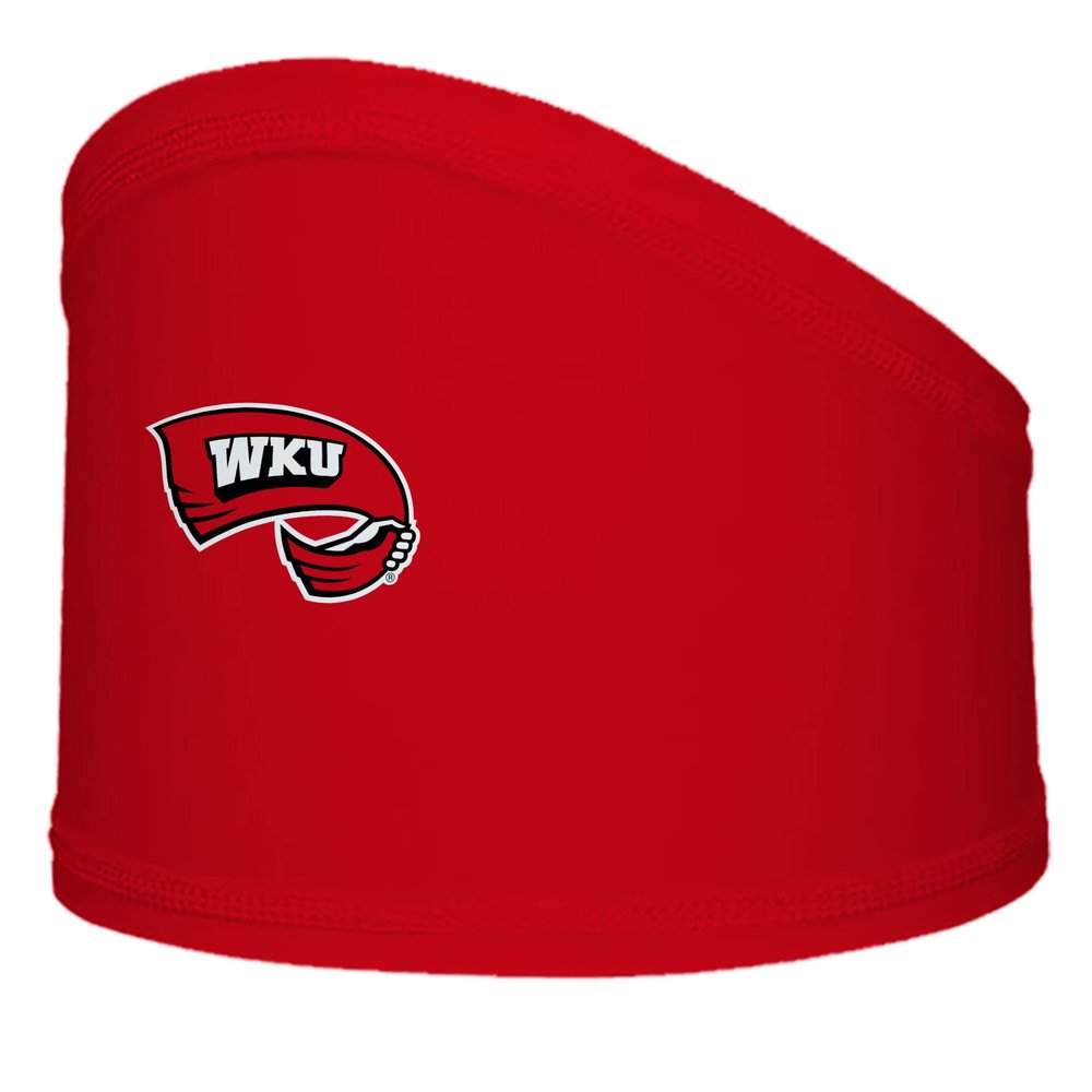 Western Kentuky University Sports Headband for Men, Football Skull Wrap with College Logo and Design - Stretchy Moisture Wicking 100% Polyester