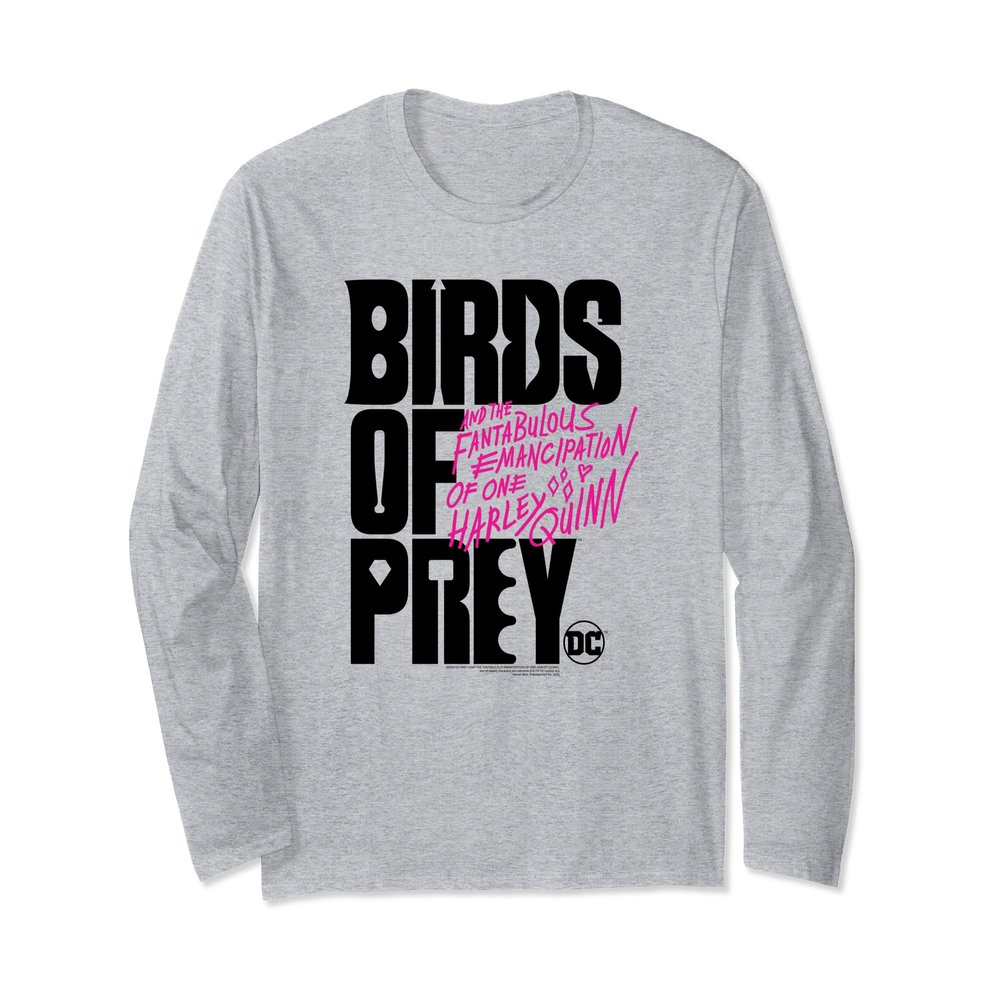 Birds of Prey Black and Pink Logo Long Sleeve T-Shirt