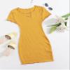 TIORU Women's Dress Lettuce Trim Rib-Knit Bodycon Dress (Color : Mustard Yellow, Size : X-Large) view 1