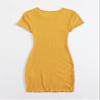 TIORU Women's Dress Lettuce Trim Rib-Knit Bodycon Dress (Color : Mustard Yellow, Size : X-Large) view 2