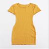 TIORU Women's Dress Lettuce Trim Rib-Knit Bodycon Dress (Color : Mustard Yellow, Size : X-Large) view 3