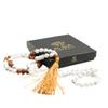 108 Mala Beads Bracelet Natural Healing Crystal Stone Mala Prayer Bead Necklace Sandalwood Elastic Gemstone Jewelry for Men Women Buddhist prayer beads bracelet (White Howlite Wood) view 2