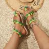 Hbeylia Fashion Boho Sandals Cute Pineapple Ring Toe Cross Strappy Bohemian Lace Sandals Women's Clip Toe Slip On Comfort Flat Sandals 2023 Summer Dressy Comfy Flip Flops view 4