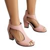 Hbeylia Dress Peep Toe Sandals for Women Ladies Sexy Stacked High Heels Cut Out Breathable Sandals Ankle Booties with Back Zipper Fashion Dressy High Heels Punk Bareboot Sandals for Business Party view 1