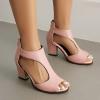 Hbeylia Dress Peep Toe Sandals for Women Ladies Sexy Stacked High Heels Cut Out Breathable Sandals Ankle Booties with Back Zipper Fashion Dressy High Heels Punk Bareboot Sandals for Business Party view 3