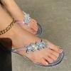 Hbeylia Slide Sandals for Women Glitter Rhinestone Clip Toe Flat Heel Sandals Slip On Summer Dressy Slippers Women's Fashion Comfort Soft Flip Flops Ladies Beach Travel Party Thongs view 2