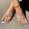 Hbeylia Slide Sandals for Women Glitter Rhinestone Clip Toe Flat Heel Sandals Slip On Summer Dressy Slippers Women's Fashion Comfort Soft Flip Flops Ladies Beach Travel Party Thongs view 4