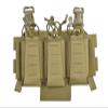 Elastic Triple Mag Pouch Tactical Magazine Pouch with Utility Pouch Hook-and-Loop Zipper Pouch (TAN) view 1
