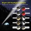 INWOSNEY LED Headlamp with Motion Sensors, 230 Wide Beam Headband Light, 10 Lighting Modes, Three Color Light, COB XPE Lightweight Waterproof Head Light2 Pack, 3LHL view 4