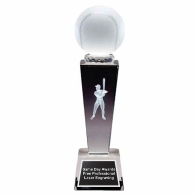 Same Day Awards Crystal Collegiate Baseball Trophy - 8.5 Inch Custom Engraved Award Gift for Player Team & Coach Recognition Tournaments Leagues Championships