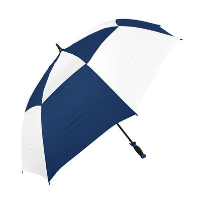 The Checkerboard 62" Vented Large Oversize Auto Open Windproof Golf Umbrella for Rain, Strong Fiberglass Ribs Waterproof Portable Golfing Umbrella, Heavy Duty Umbrella for Men & Women, Navy Blue/White
