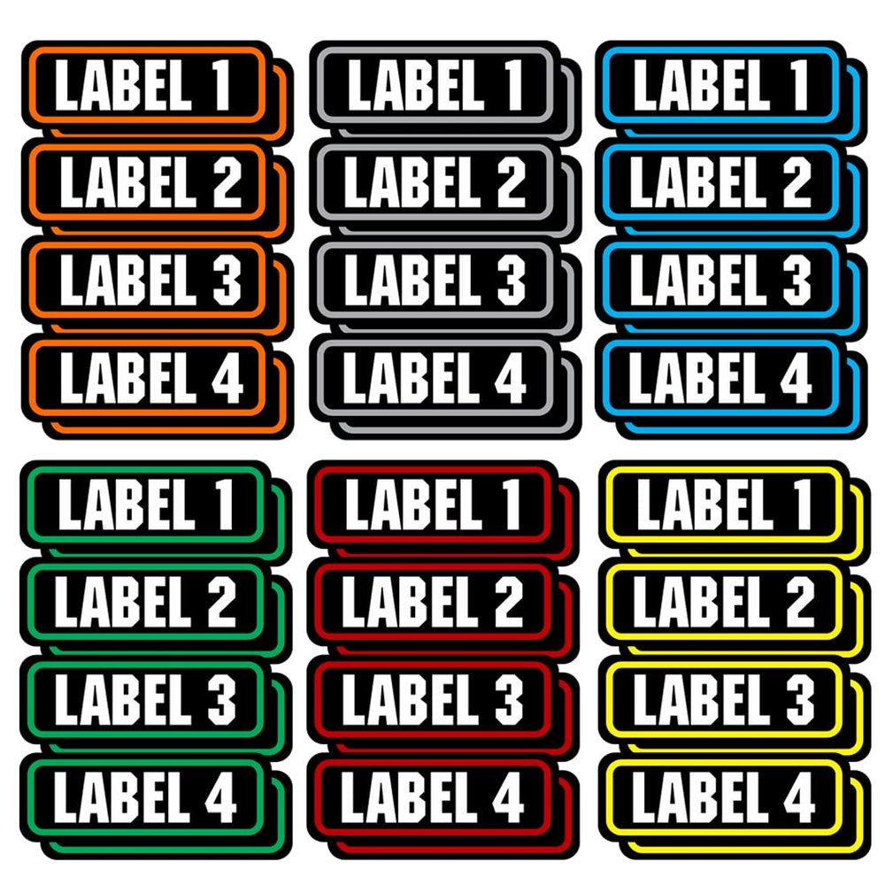 AZ House of Graphics Custom Labels Personalize Tool Boxes, Bins, Jars & More - 8 Pack (4 per Sheet) - 3" x 1.1" Rectangular Vinyl Labels - White - Laminated UV Shield Weatherproof