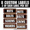 AZ House of Graphics Custom Labels Personalize Tool Boxes, Bins, Jars & More - 8 Pack (4 per Sheet) - 3" x 1.1" Rectangular Vinyl Labels - White - Laminated UV Shield Weatherproof view 3