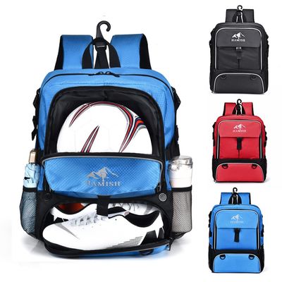 HAMISH Soccer Bag Blue Soccer Backpack Bags for Basketball Volleyball Baseball Football with Ball Compartment and Separate Cleat
