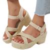 Hbeylia Sandals for Women Dressy Summer,Womens Espadrilles Crisscross Strappy Comfortable Ankle Strap Sandals with Arch Support Platform Wedge Chunky Bottom High Heel Walk Shoes for Wedding Party view 1