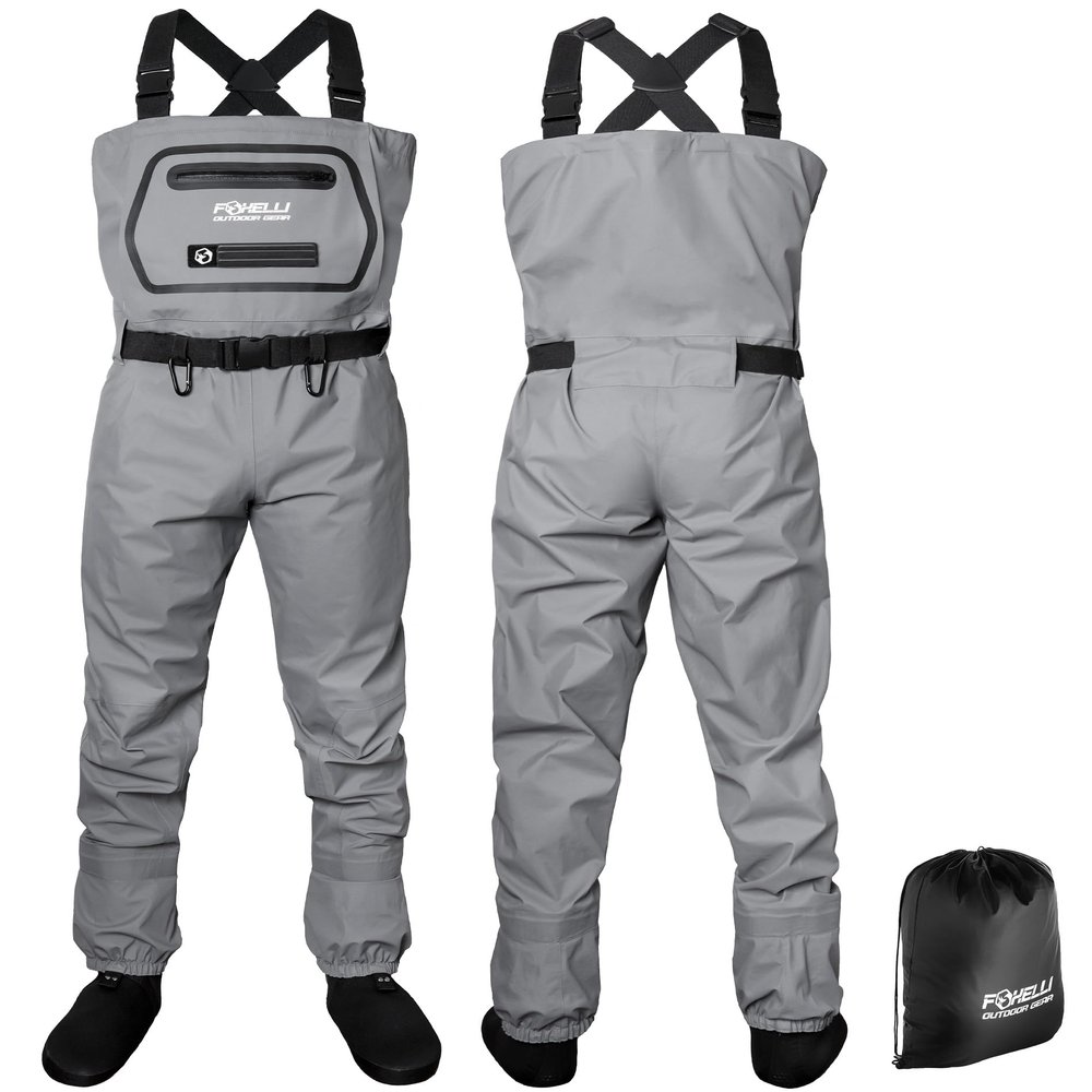 Foxelli Breathable Waders  Fly Fishing Stockingfoot Waders for Men and Women