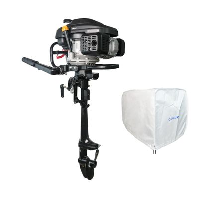 CUKUSIN 4 Stroke 7.5 HP Outboard Engine 196cc Air Cooling System Outboard Boat Motor with Luxury Handle, Kill Urgent Stop Switch, Outboard Engine Cover