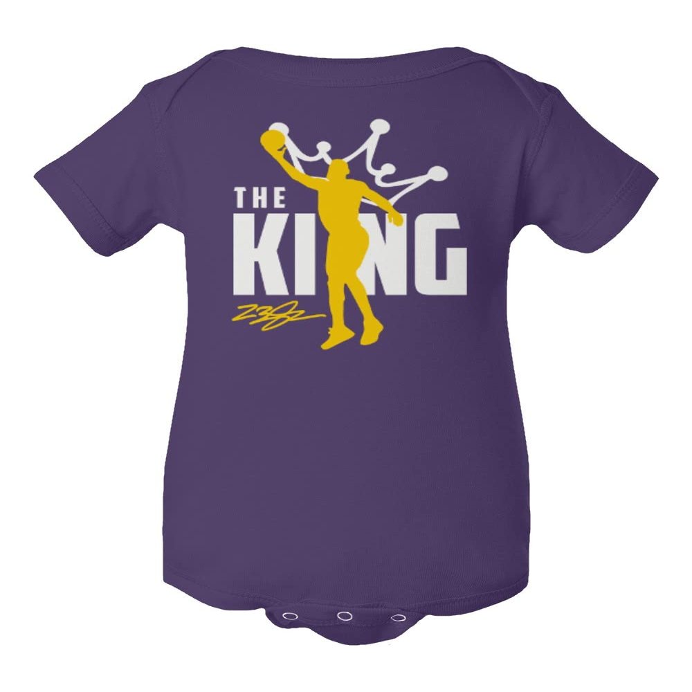 superhotapparel LeBron The King Los Angeles Basketball Fans Baby Bodysuit (Purple, 6M)