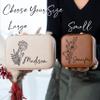 Custom Leather Jewelry Box w/Name & Birth Flower Month - Birthday Gifts for Women, Personalized Jewelry Travel Case - Customized Jewelry Organizer Box, Mom Birthday Gifts - Pink view 4