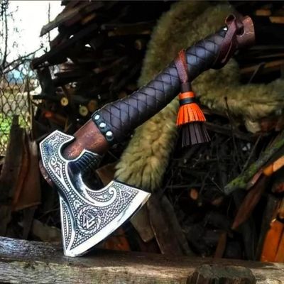 VIKING HOUSE Viking Axe - Beautiful Custom Handmade Bearded Axe, Best Gift for Men, Best Birthday Gift with Sheath (RS-004)