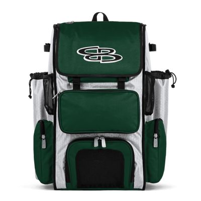 Boombah Superpack Bat Pack -Backpack Version (no wheels) - Holds up to 4 Bats - White/Dark Green - For Baseball or Softball