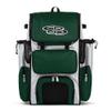 Boombah Superpack Bat Pack -Backpack Version (no wheels) - Holds up to 4 Bats - White/Dark Green - For Baseball or Softball view 1