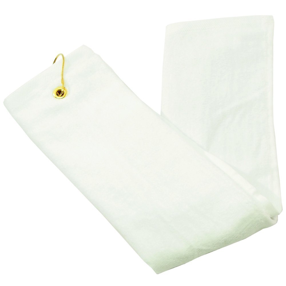 Towel Supercenter Golf Towels 16X24 Tri-Fold Grommet with Hook Colors 100% Cotton 24Pack 36Pack 60Pack (White, 24)