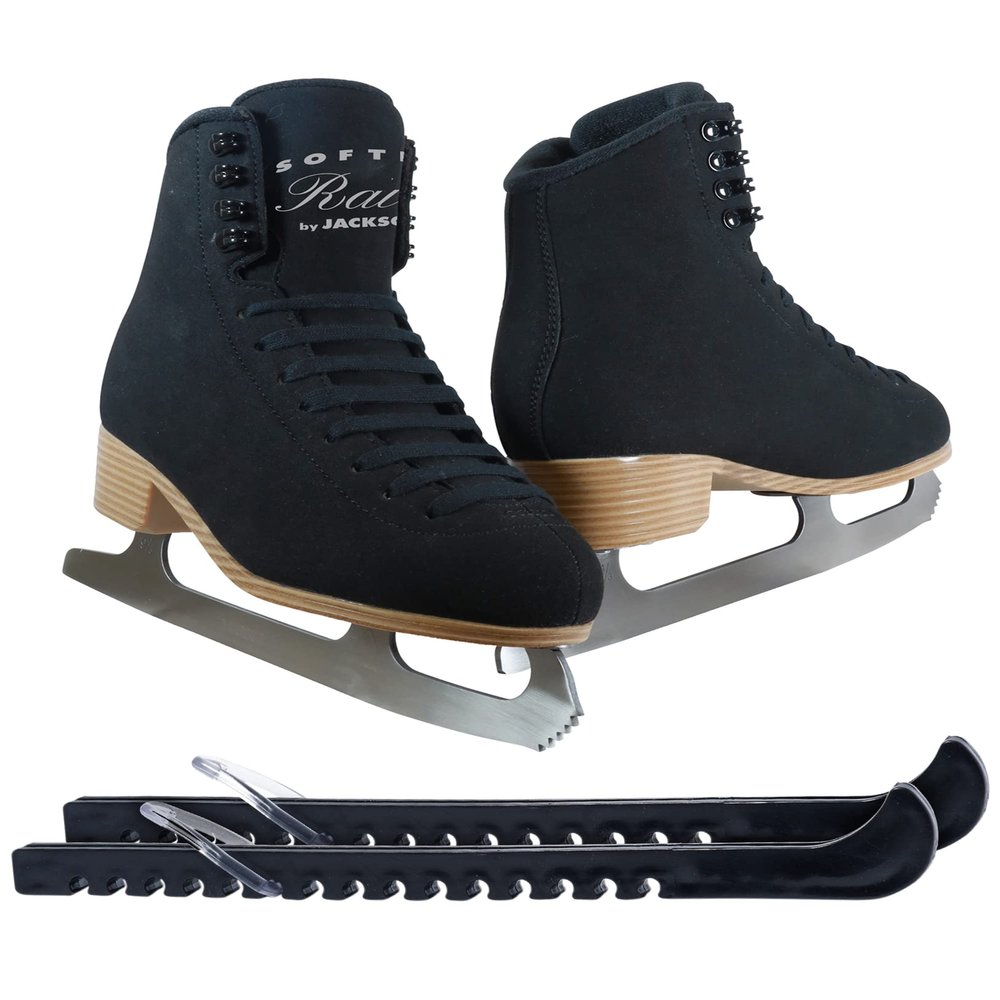 SKATE GURU Jackson Softec Rave Black Womens/Girls Ice Figure Skates - Womens Size 10