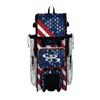 Boombah Rolling Superpack 2.0 Baseball/Softball Gear Bag - 23-1/2" x 13-1/2" x 9-1/2" - Telescopic Handle - Holds 4 Bats - Wheeled Version - USA United Navy/Red/White