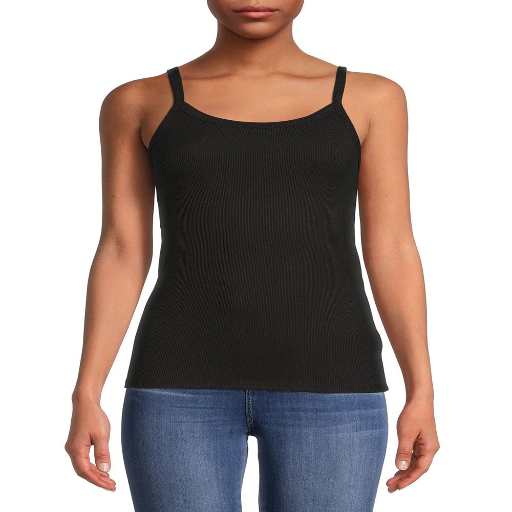 No Boundaries Juniors' Ribbed Cami(Black Shoot-Small)