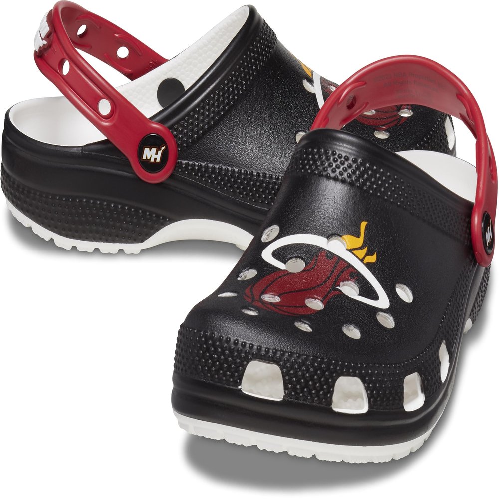 Crocs Unisex-Adult NBA Classic Clogs, Basketball Gifts, Miami Heat, 10 Men/12 Women