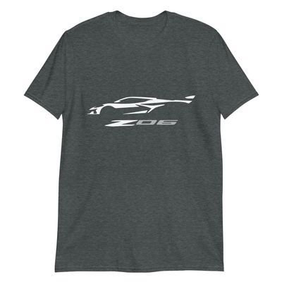 2023 Sports Car Z06 C8 Vette Silhouette Custom T-Shirt Dark Heather